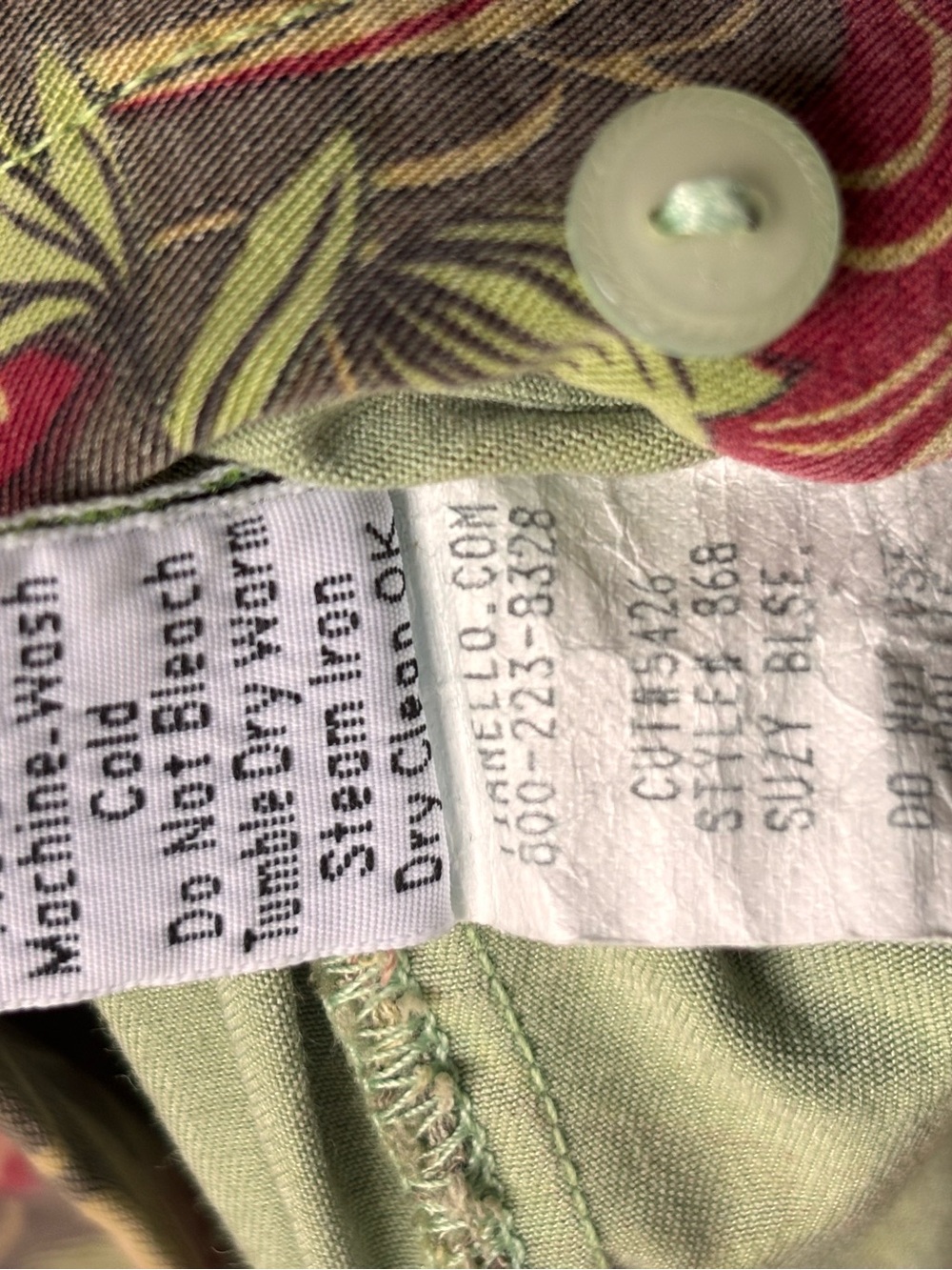 Tianello Floral Button Down Shirt M Green Boho Art Botanical Made in USA - Picture 13 of 13